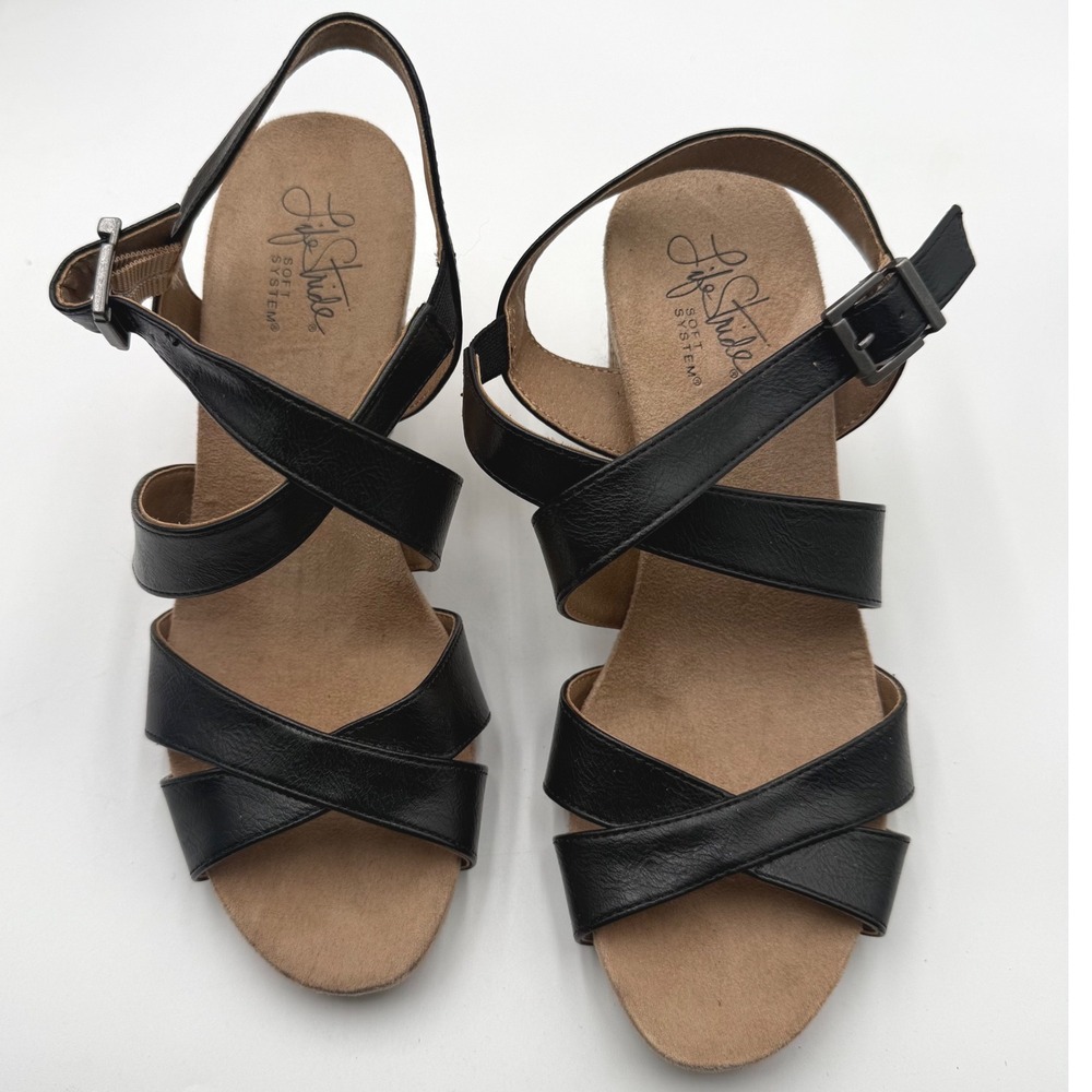 LifeStride Kamala Black Pumps D'Orsay Ankle Strap Womens Size 6.5M